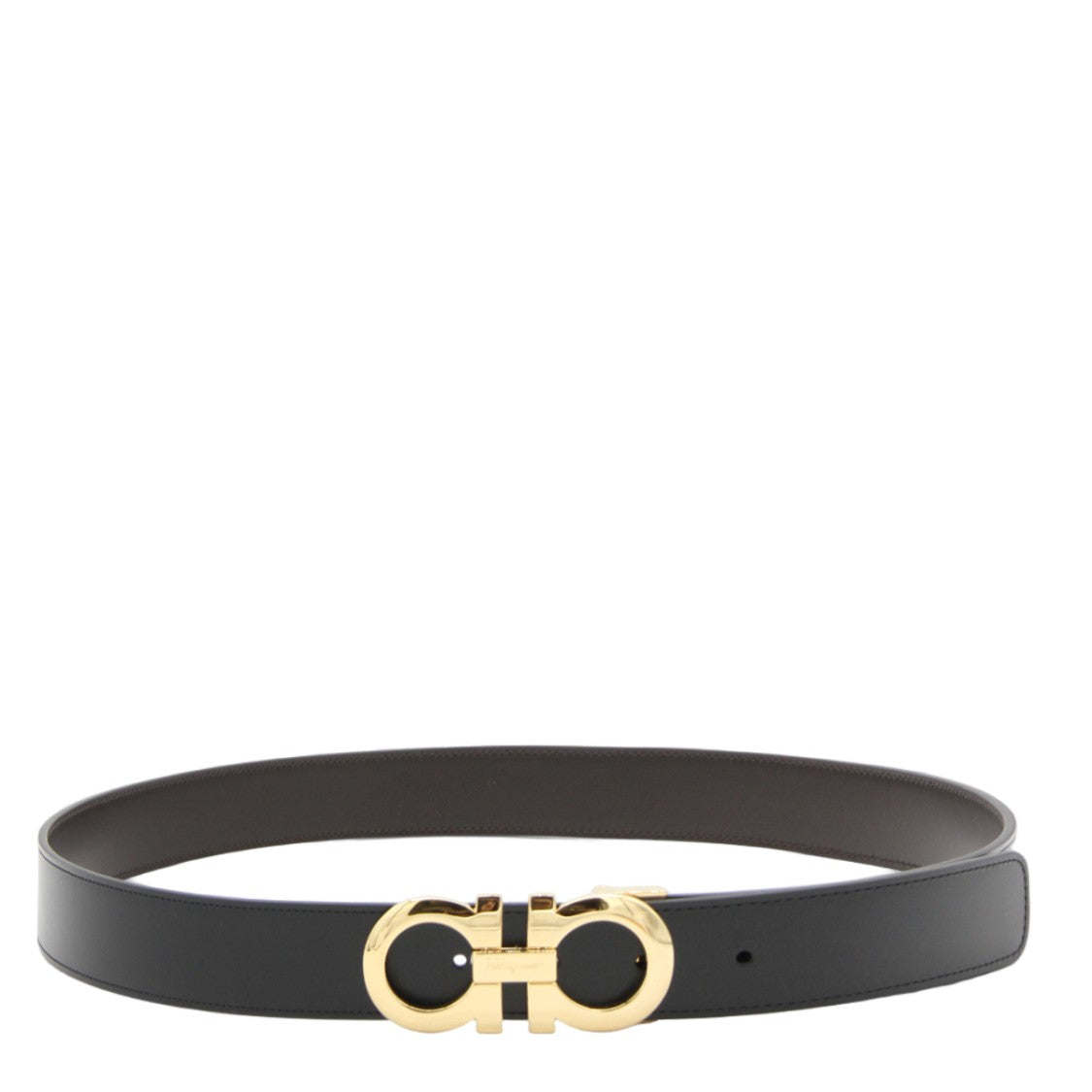 Ferragamo Smooth Leather Belt With Gold-Tone Interlocking Buckle