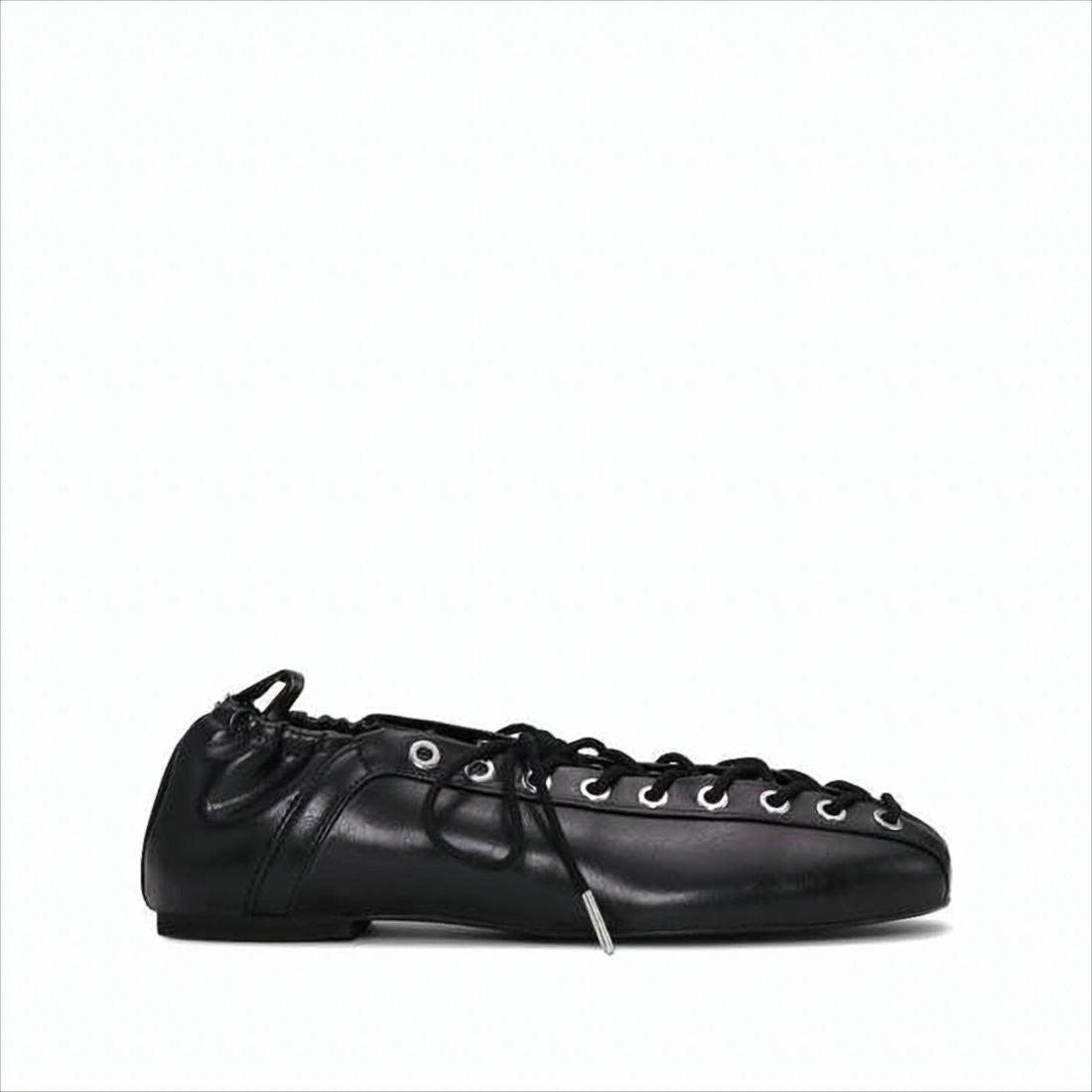 Ganni Lace-Up Flat Shoes With Gathered Elasticized Heel