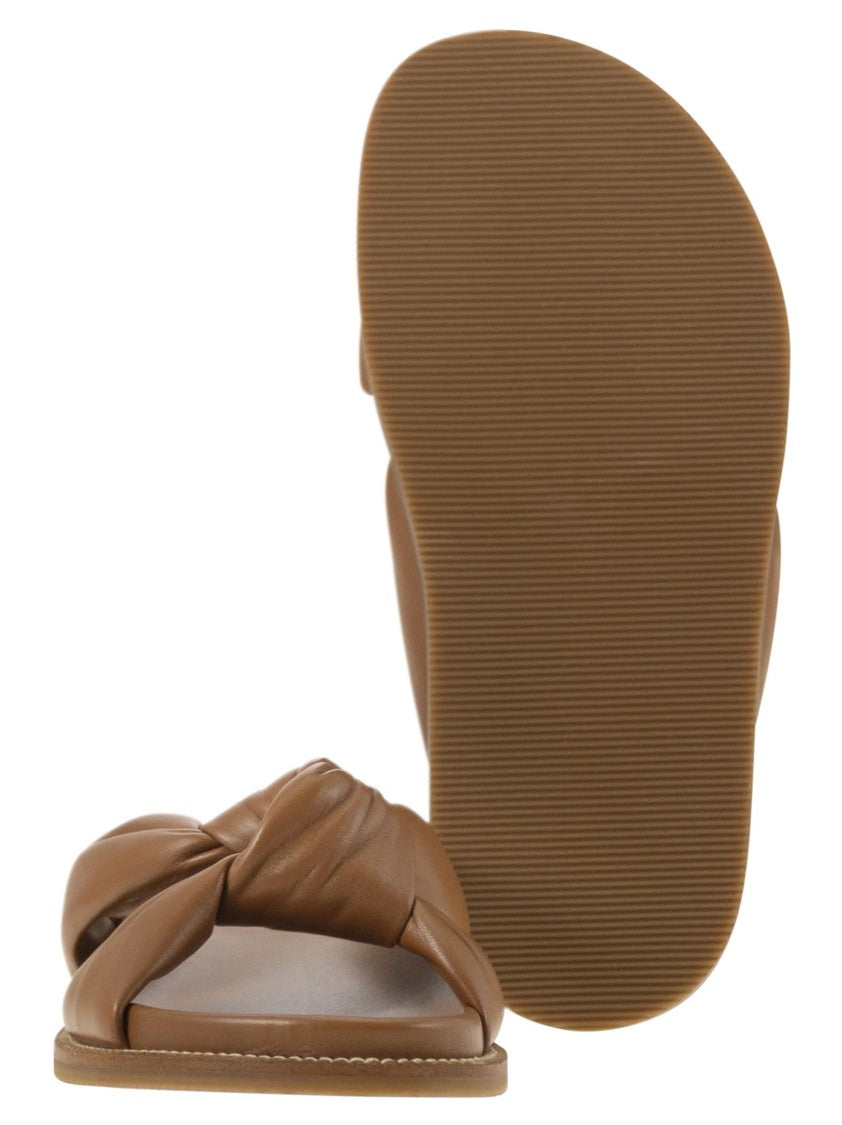 Fabiana Filippi Leather Slipper With Knot Detail And Fussbett Sole