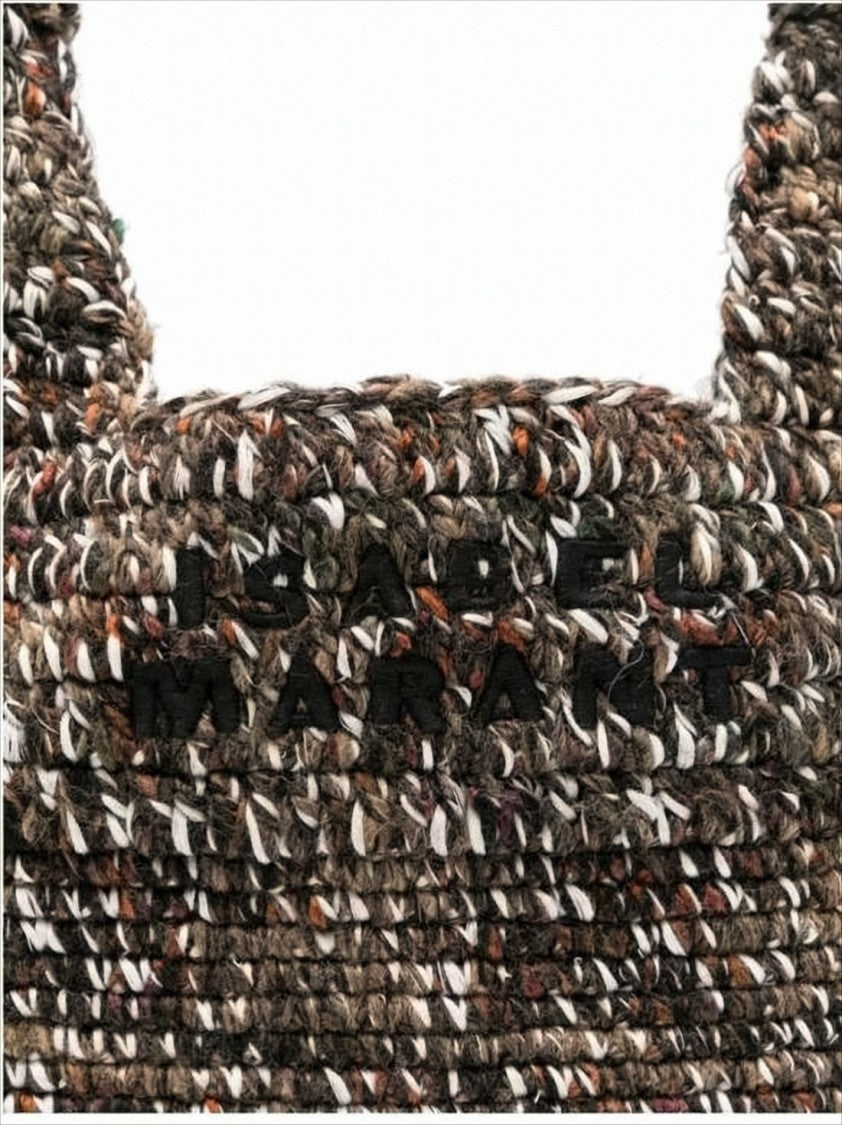 Isabel Marant Textured Knit Shoulder Bag With Embossed Logo Detail