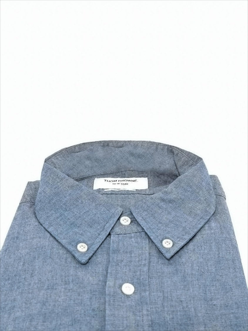 Thom Browne Classic Button-Down Long Sleeve Shirt With Distinctive Stripe