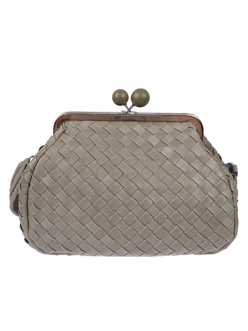 Max Mara Woven Wool Clutch With Detachable Chain Strap