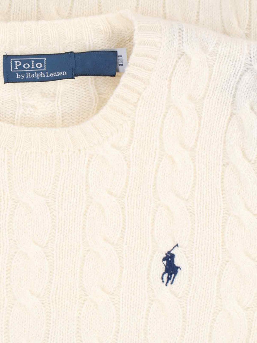 Polo Ralph Lauren Cream Cable Knit Sweater With Ribbed Detailing