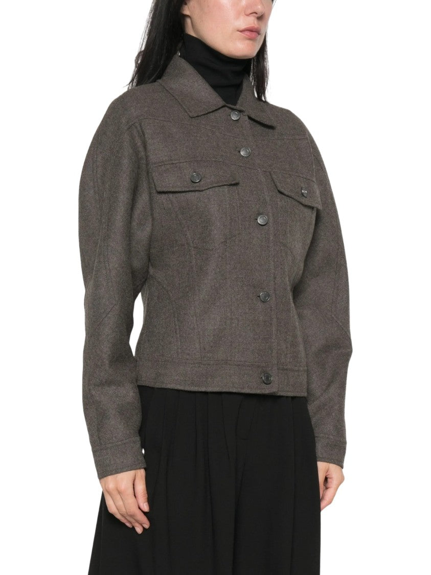 Max Mara Brown Single-Breasted Flap Pocket Jacket