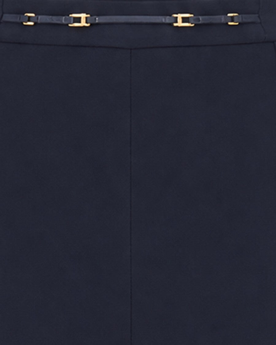Elisabetta Franchi High-Waisted Flared Navy Trousers With Tailored Fit