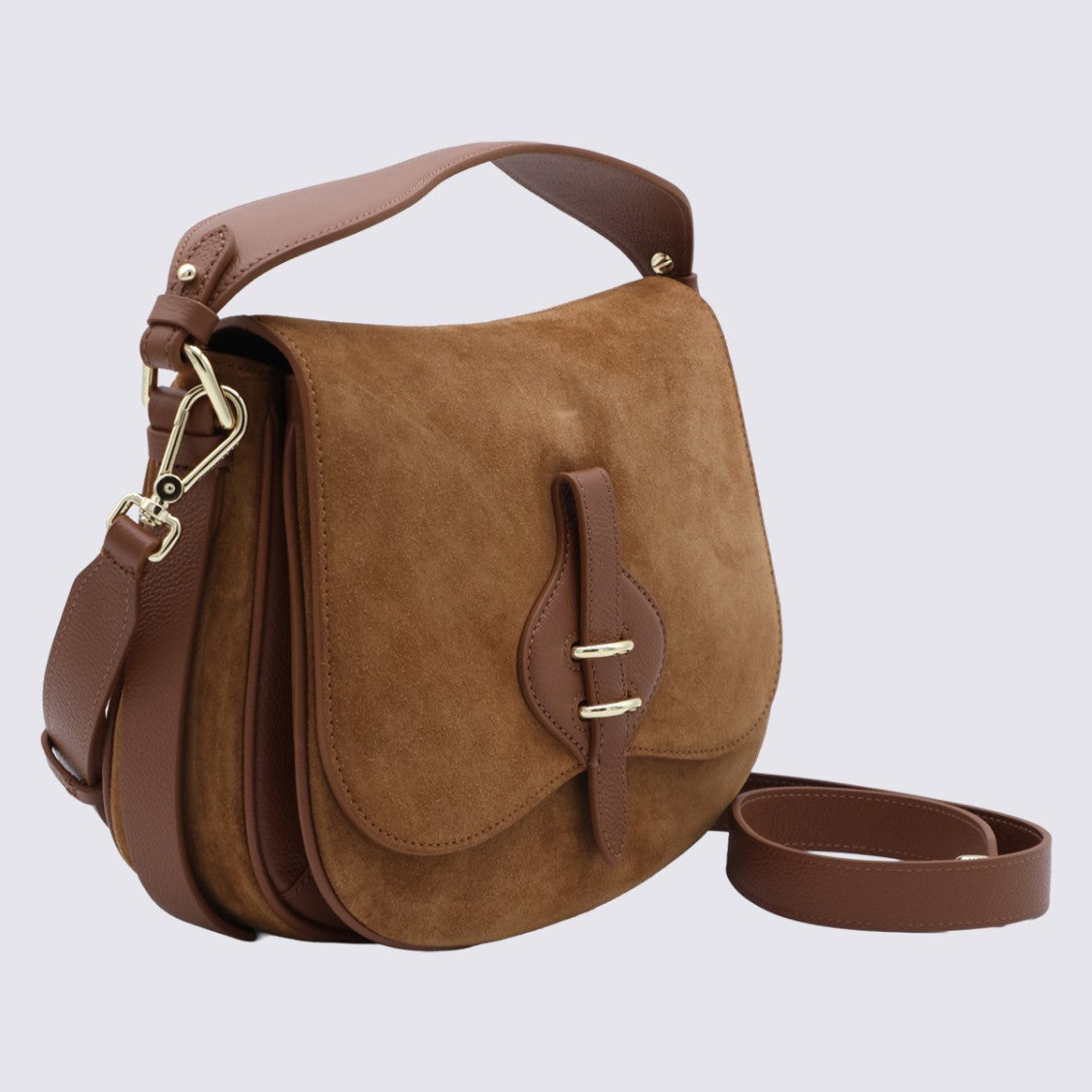 Coccinelle Rounded Rectangular Suede Bag With Leather Strap