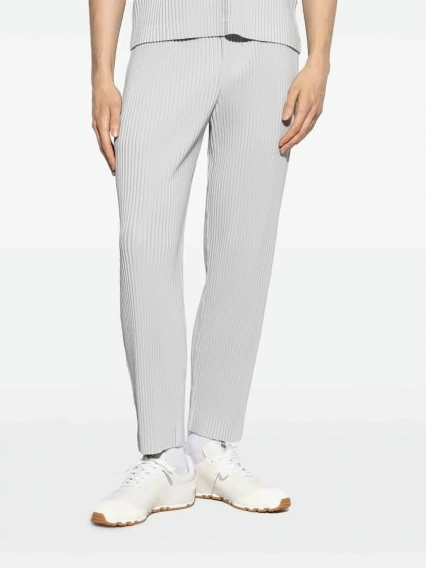 Homme Plissé Issey Miyake Pleated Texture Straight Pants With Elastic Waistband