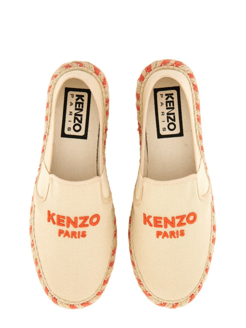Kenzo White Logo Cotton Espadrilles