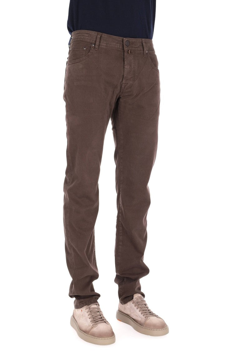 Jacob Cohen Scott Fit Peach Hand Cotton 5-Pocket Trousers