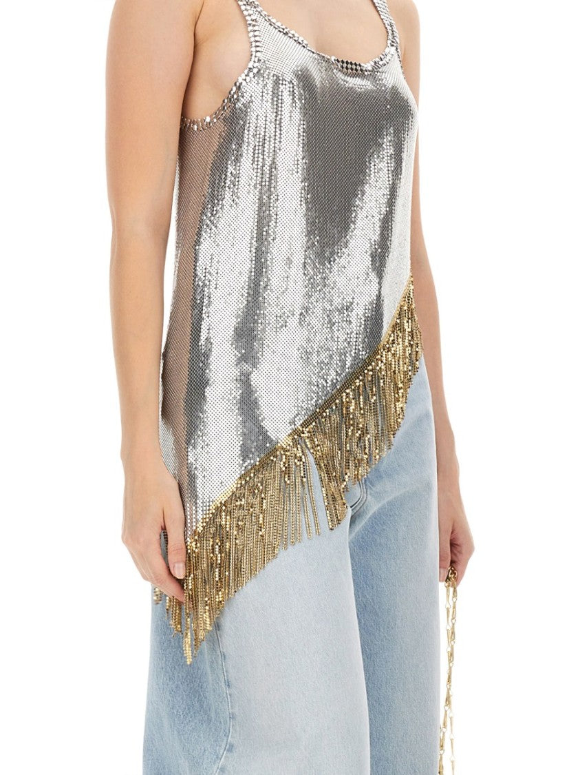 Rabanne Metallic Top With Fringe Detail