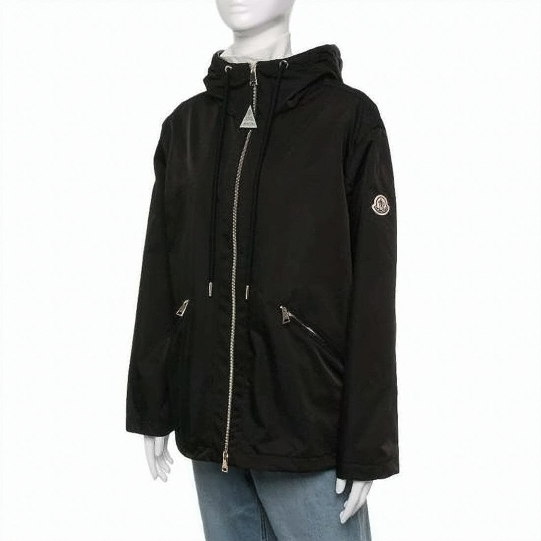 Moncler Hooded Black Jacket With Front Zipper