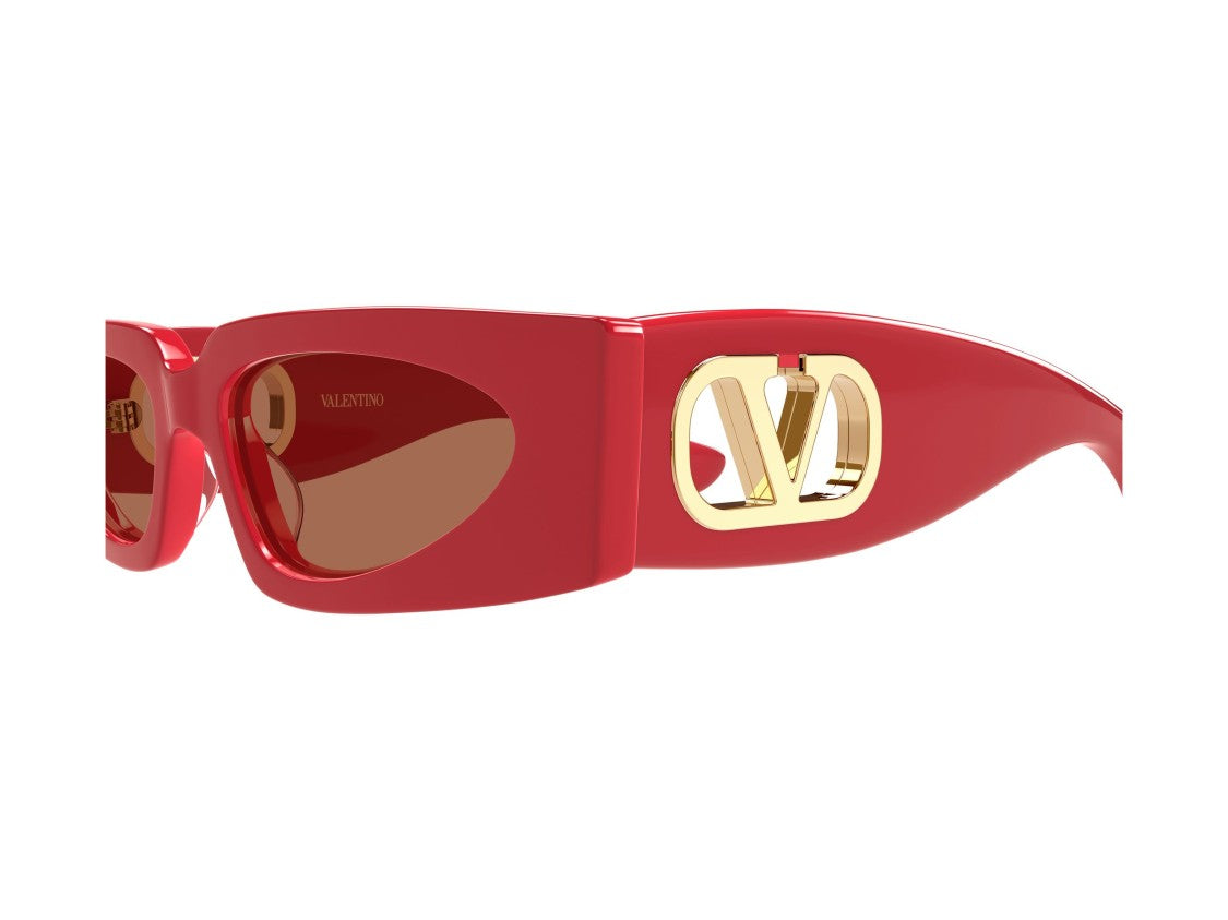Valentino Gold Red Vg0001s Acetate Rectangular Sunglasses