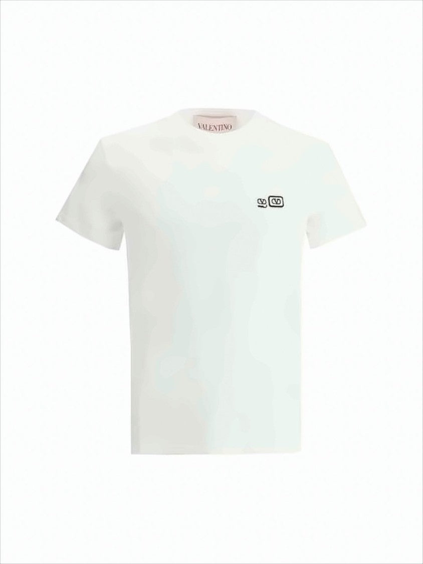 Valentino Garavani Minimalist Short-Sleeve T-Shirt With Subtle Logo Embroidery
