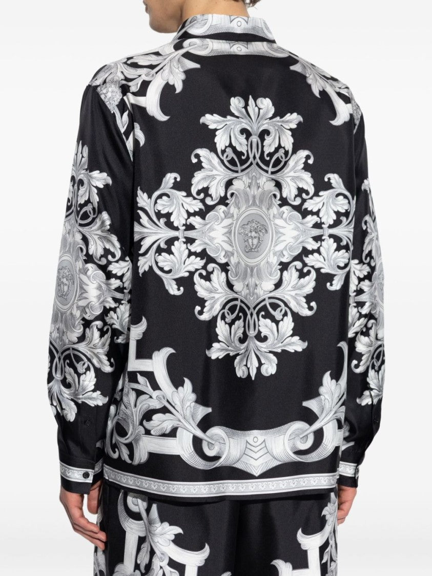 Versace Silk Baroque Patterned Shirt With Classic Collar