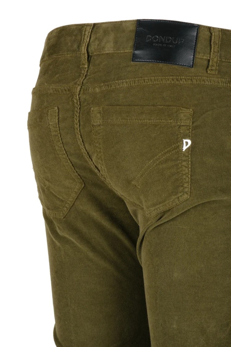 Dondup Monroe Velvet Stretch Trousers - Olive Green