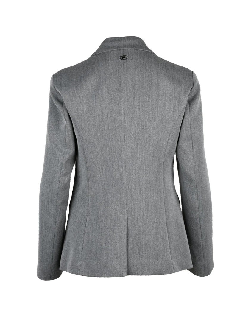 Liu Jo Grey Lined Stretch Polyester-Blend Fitted Jacket