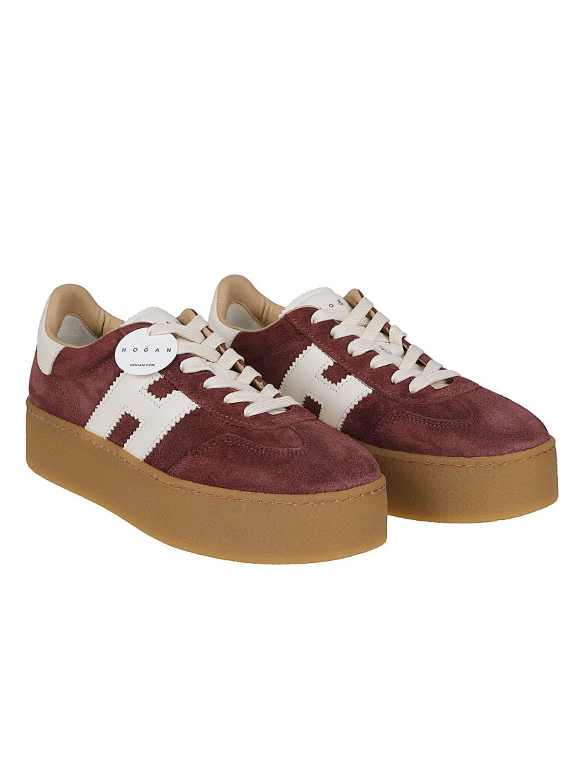 Hogan Burgundy H698 Suede Sneakers