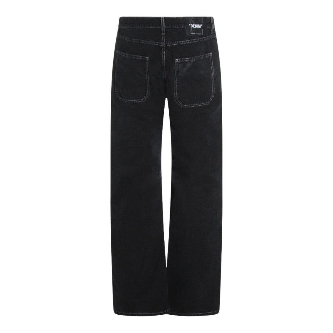 Off-White Straight-Leg Black Denim Trousers With High Waist