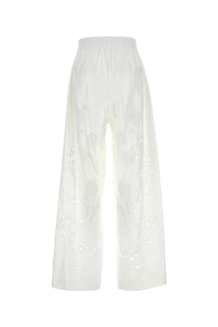 Magda Butrym White Poplin Wide-Leg Pant