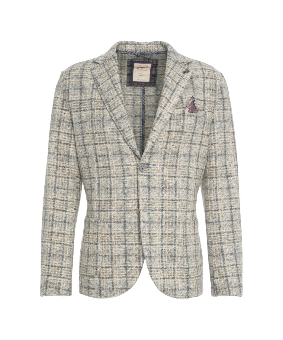 Bob Checkered Grey Wool-Blend Tailored Blazer