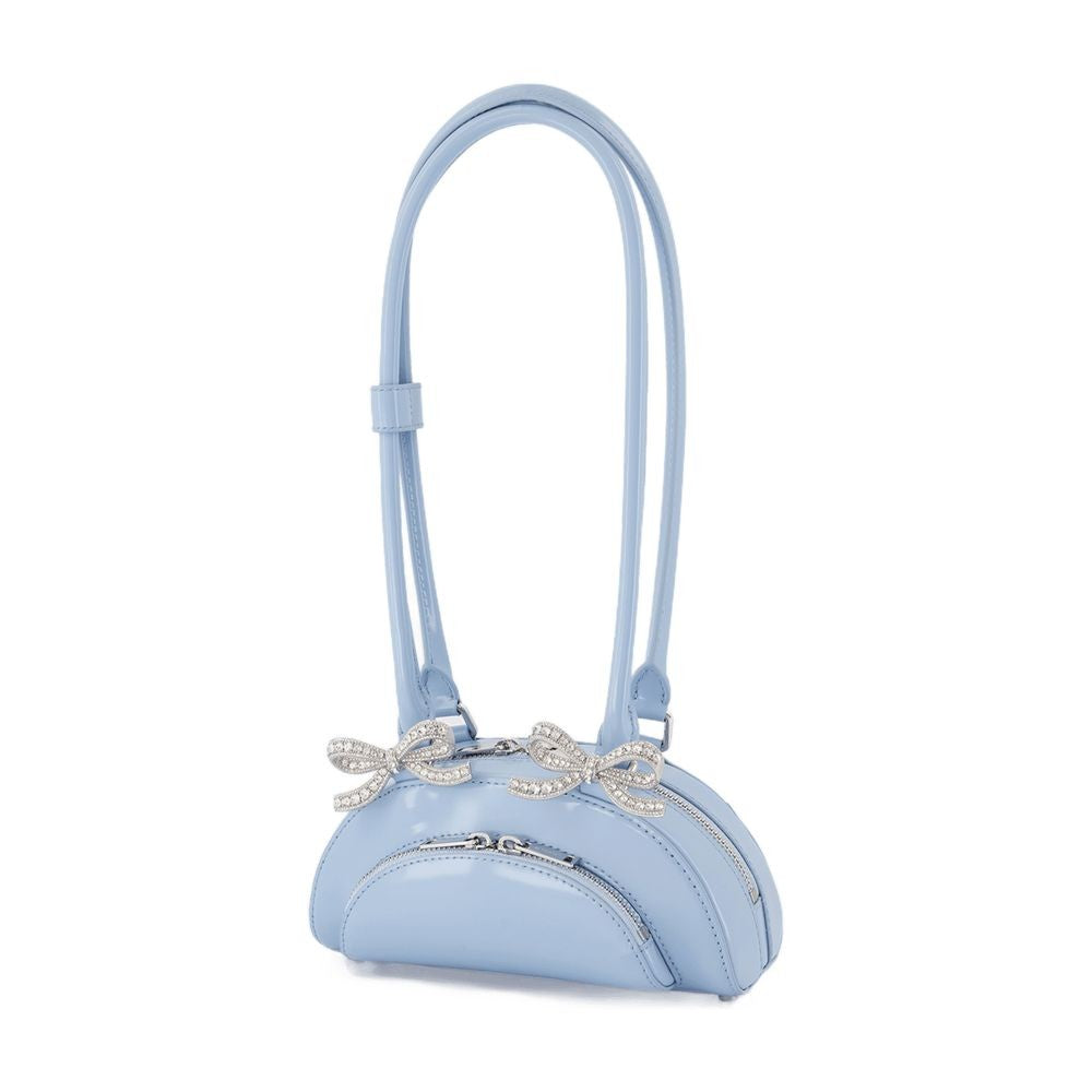 Self-Portrait Curved Mini Shoulder Bag - Leather - Blue