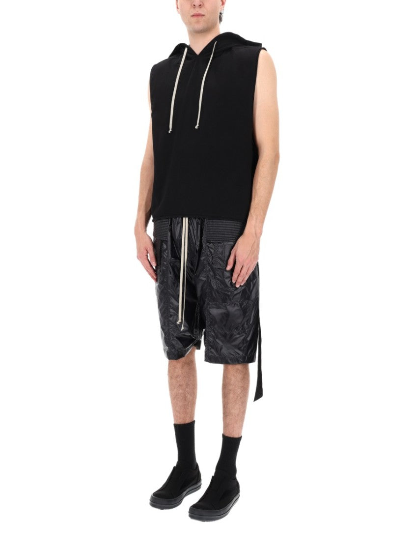 Drkshdw By Rick Owens Neutrals Hooded Cropped Asymmetrical Tunic
