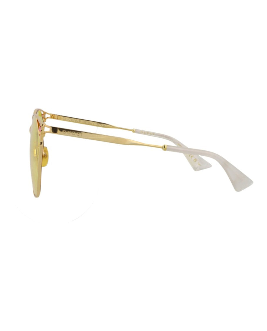 Gucci Cat Eye-Frame Metal Sunglasses With Pink Accents