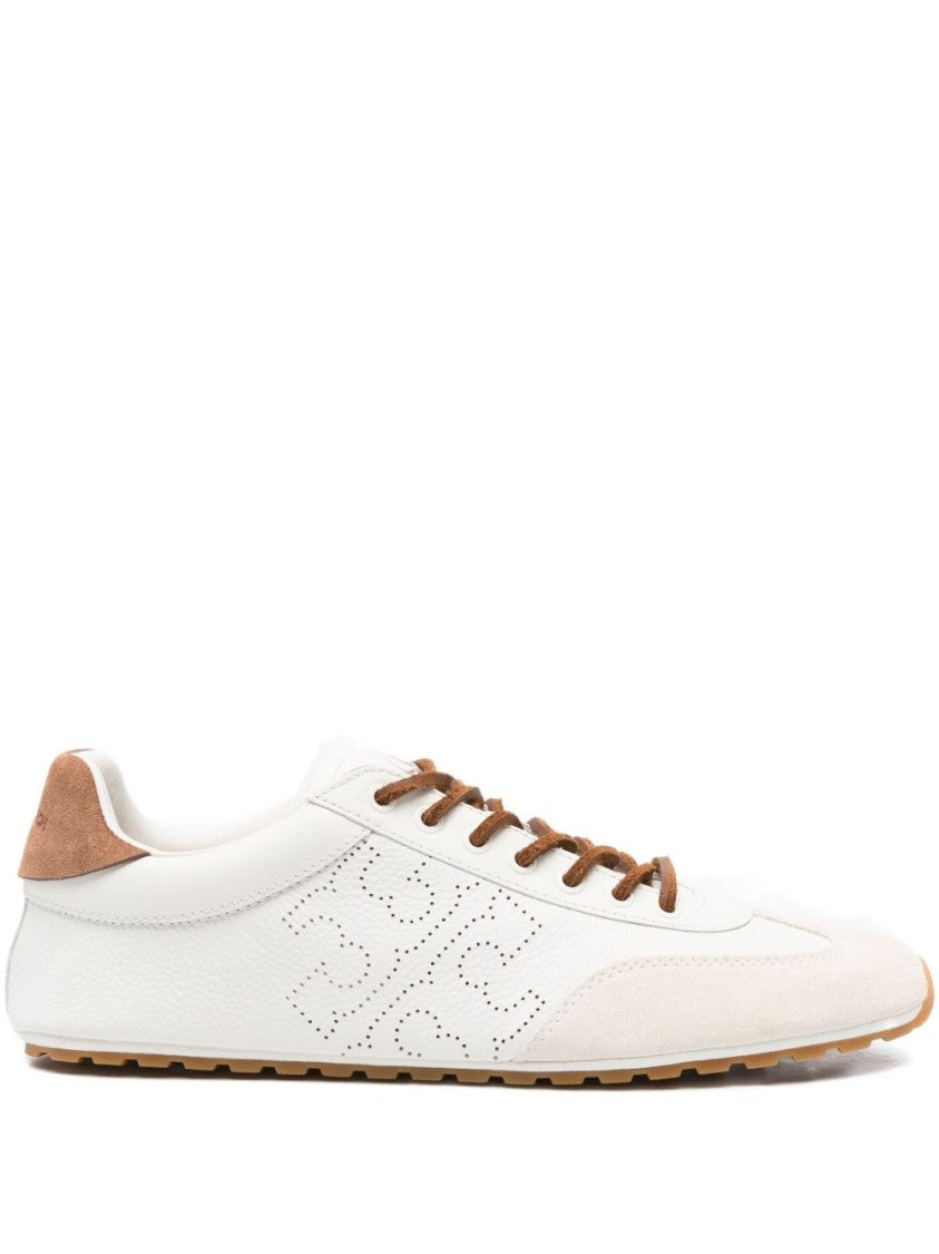 Tory Burch White Flats With Perforated Design