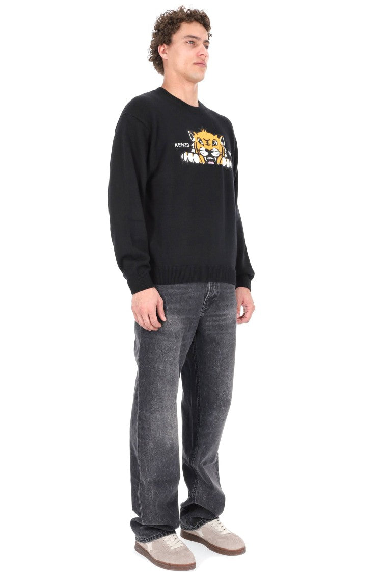 Kenzo Happy Tiger Wool-Cotton Crewneck Sweater