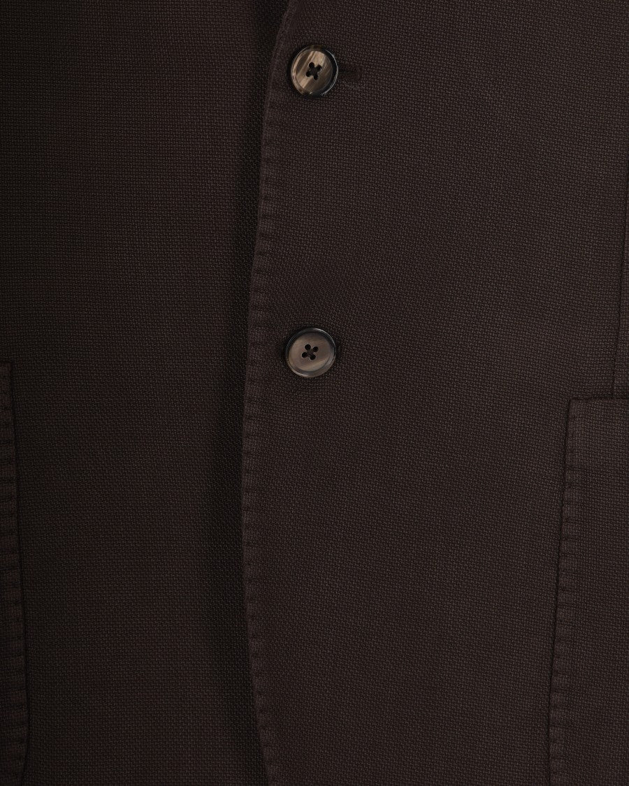 L.B.M. 1911 Brown Ramié Slim-Fit Cotton Ramie Blazer