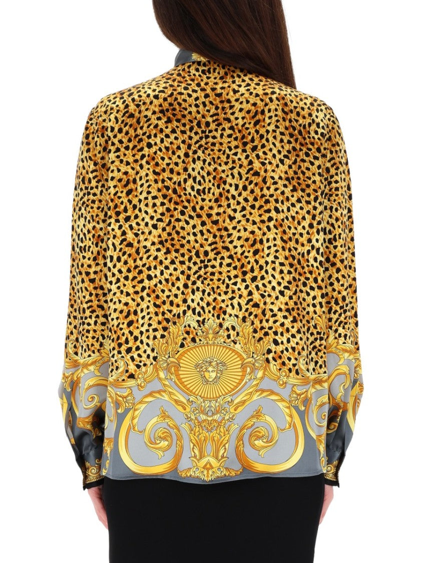 Versace Grey Silk Baroque Blouse