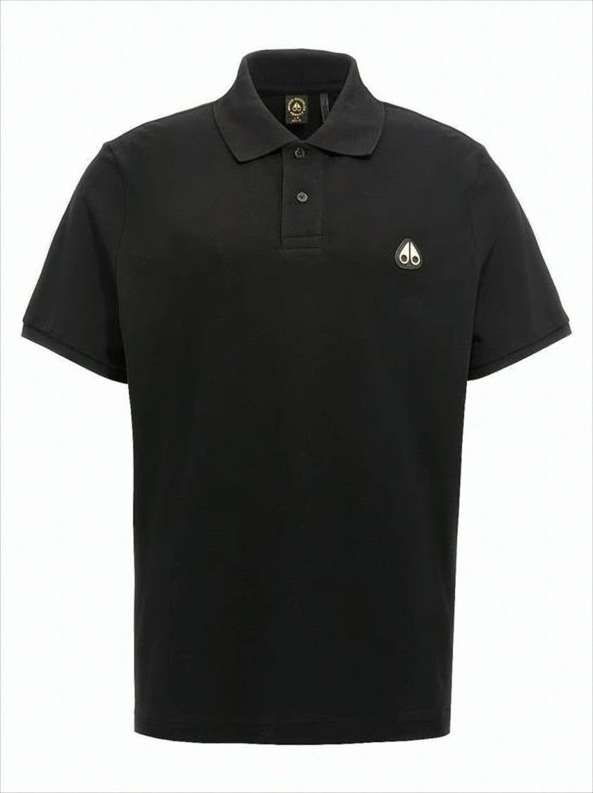 Moose Knuckles Classic Black Polo Shirt With Traditional Collar