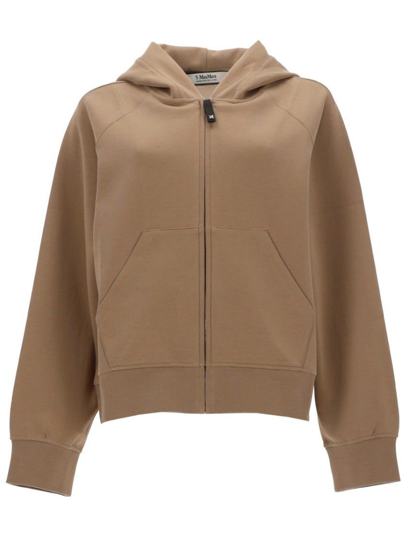 Max Mara Alma Cropped Zip-Up Cotton-Blend Hoodie