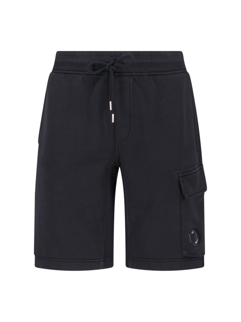 C.P. Company Straight-Cut Black Shorts With Structured Waistband And Functional Pockets