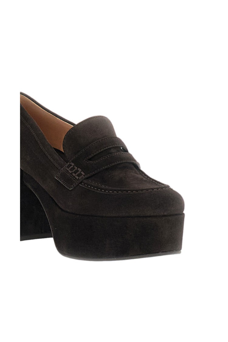 Gianvito Rossi Brown Suede Jenna Wedge Loafers