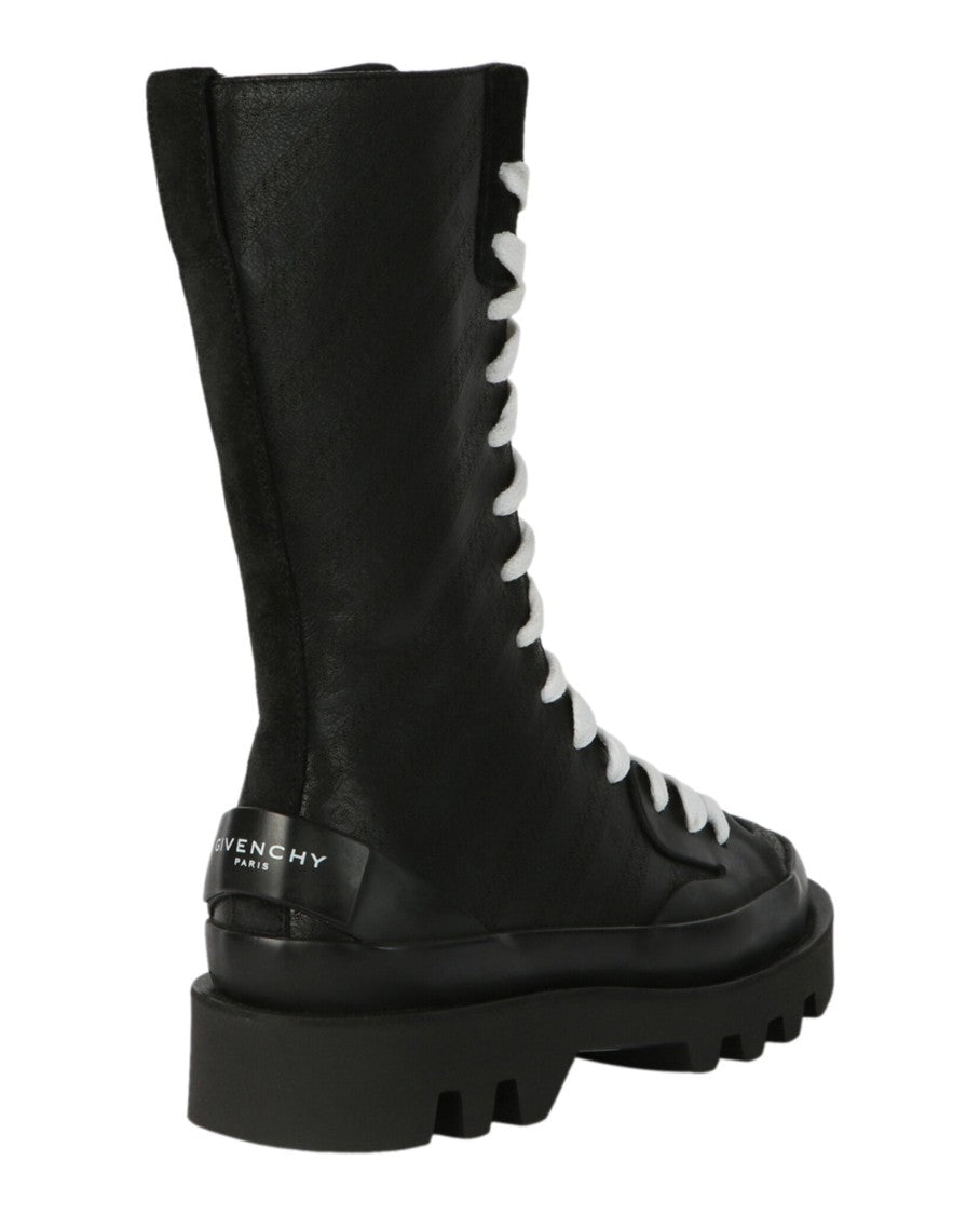 Givenchy Clapham Calfskin Leather Mid-Calf Combat Boots