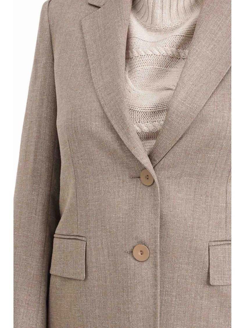 Max Mara Brown Virgin Wool-Blend Tailored Blazer