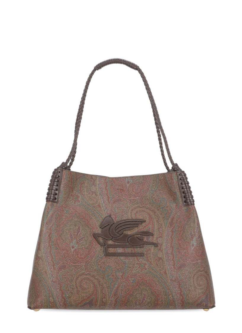 Etro Medium Cotton Shopping Bag With Iconic Pegasus Logo