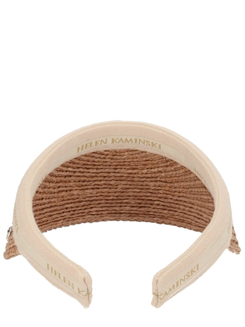 Helen Kaminski Woven Raffia Visor Hat With Curved Brim