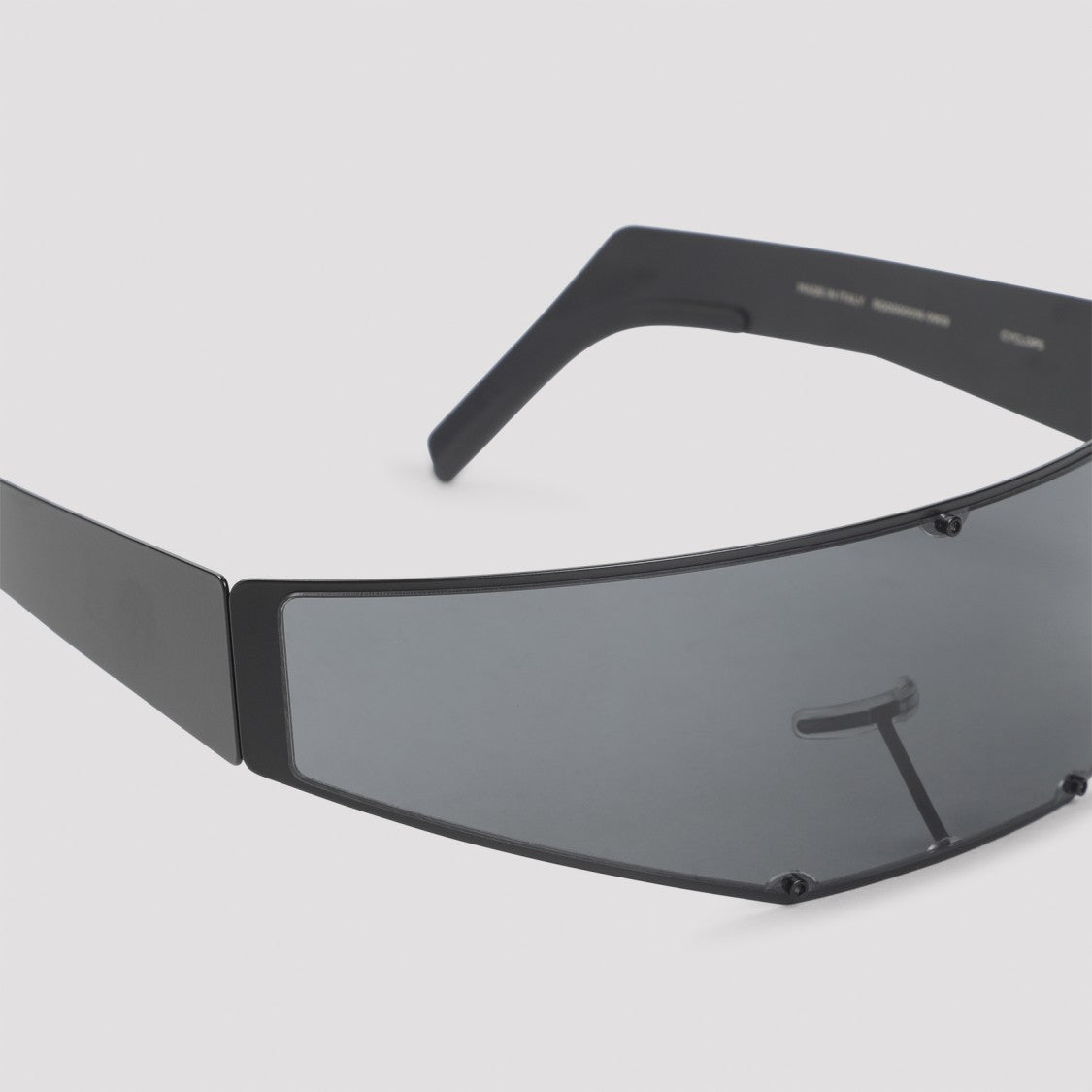 Rick Owens Futuristic Sunglasses With Continuous Dark Tinted Lens