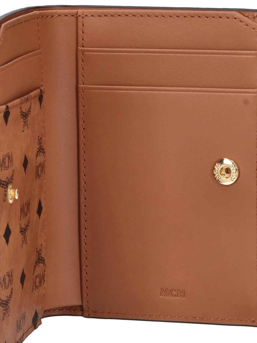 Mcm Brown Visetos Eco-Leather Zip Wallet