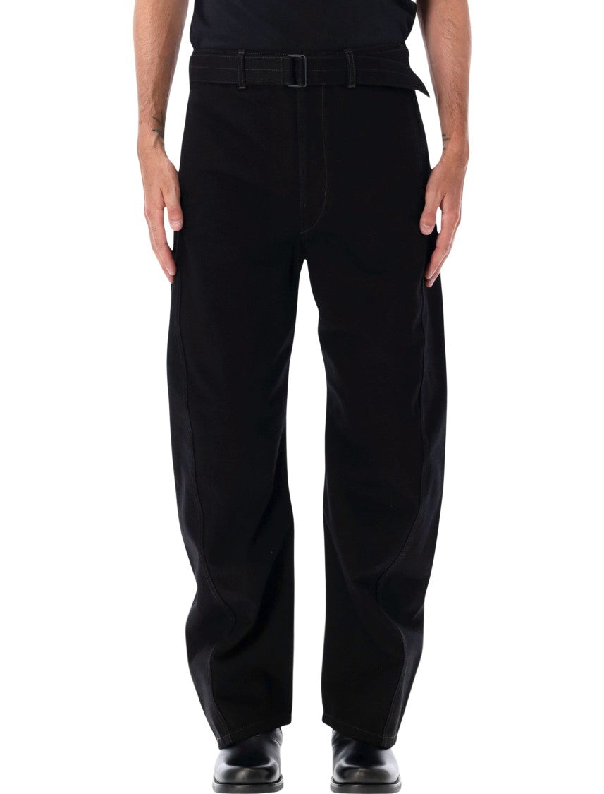 Lemaire Wide-Leg Twisted Design Pants With Matching Belt