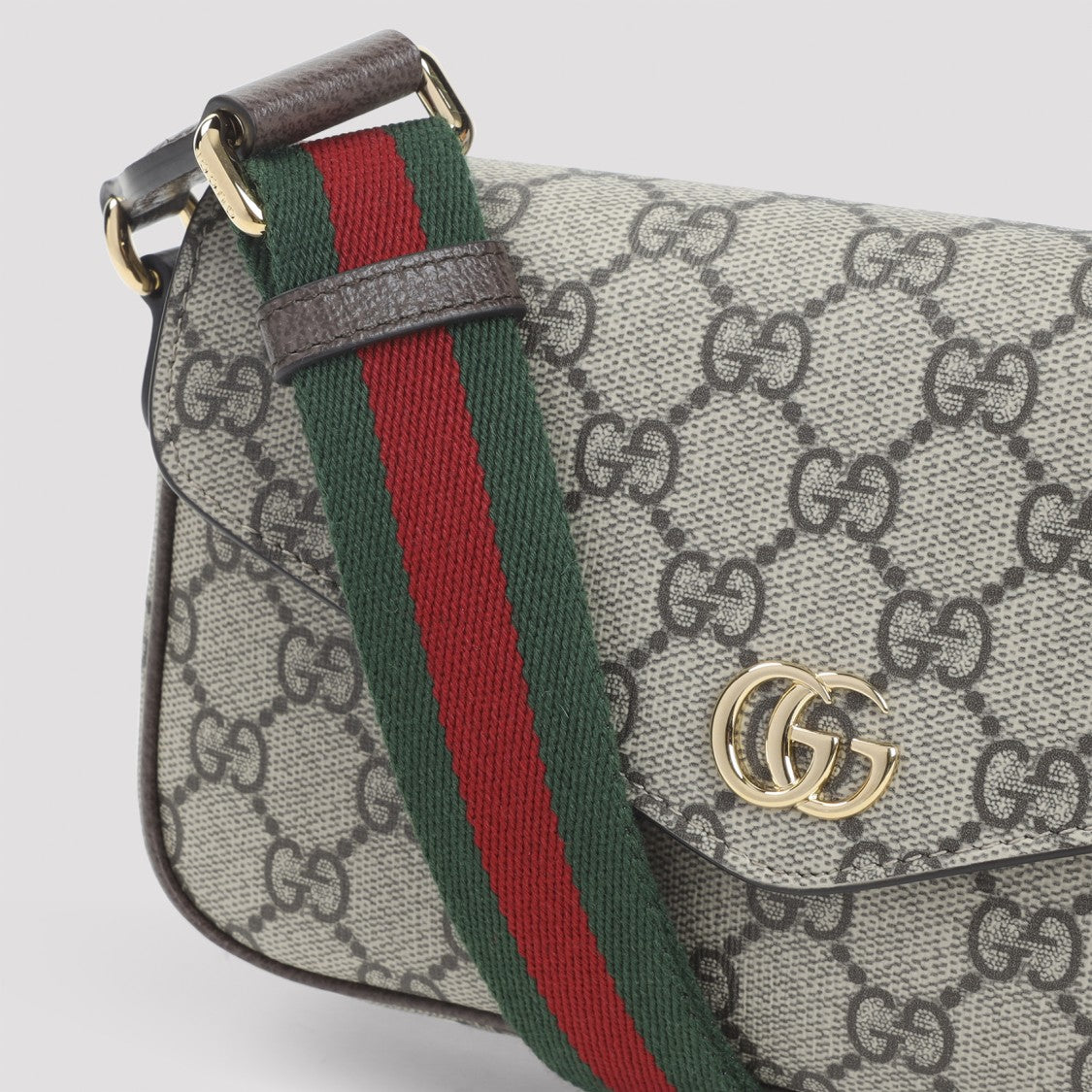Gucci Rectangular Crossbody Bag With Monogram Pattern And Gold-Tone Logo