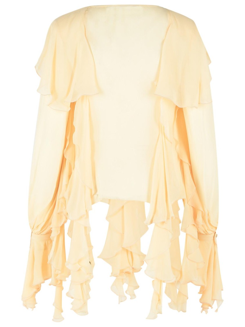 Blumarine Viscose 'Creponne' Blouse With Sailor Collar And Cascading Ruffles