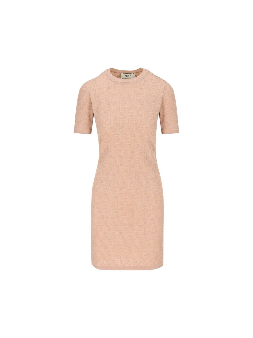 Fendi Flowing Dress In Soft Pink With Delicate Design