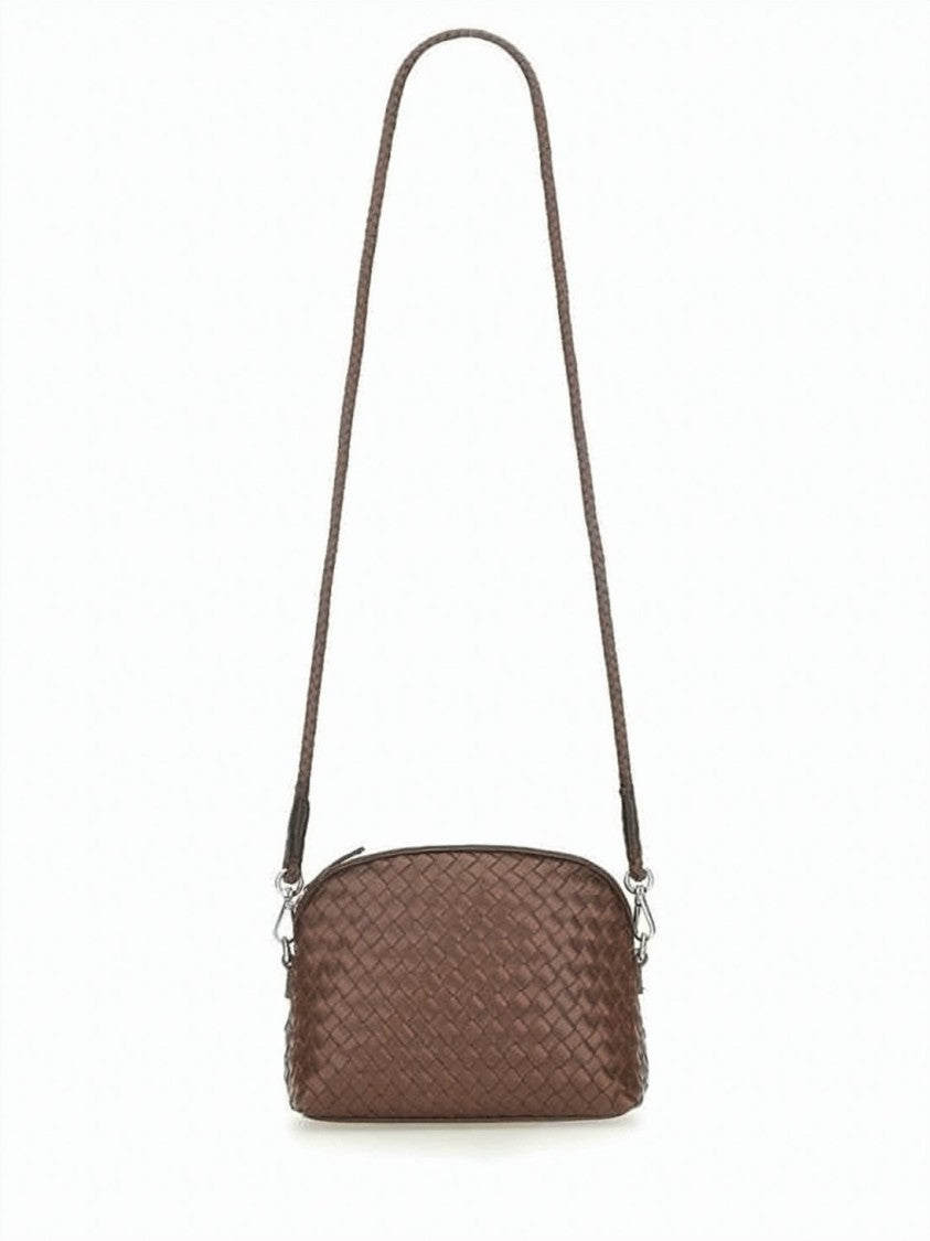 Dragon Diffusion Compact Brown Woven Crossbody Bag