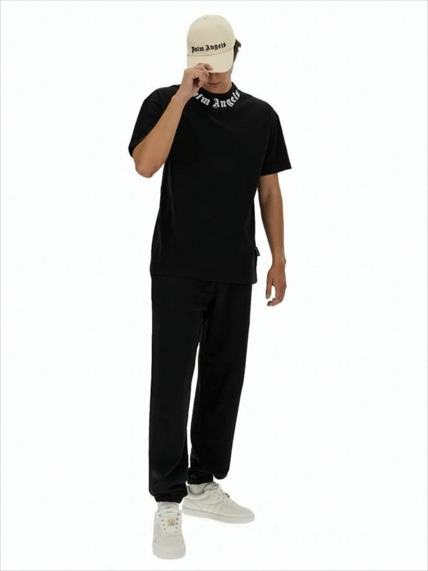 Palm Angels Relaxed Fit Black Jogger Pants With Gothic Logo