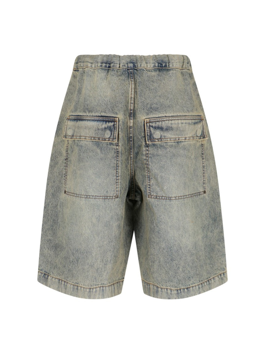 Entire Studios Wide-Leg Denim Shorts With Drawstring Closure