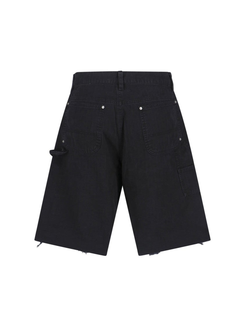 Tonywack Black Cotton Denim Cargo Shorts