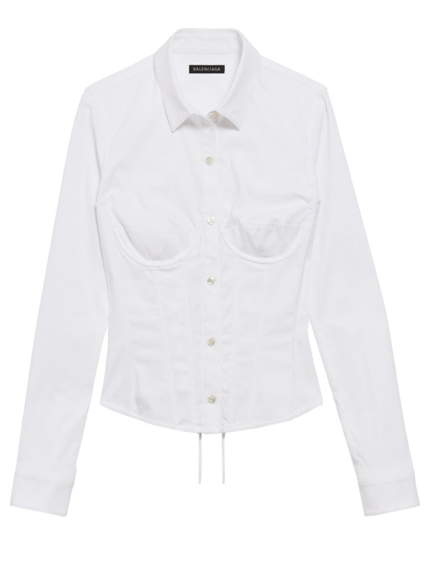 Balenciaga Corset-Inspired Lace-Up Cotton-Blend Shirt